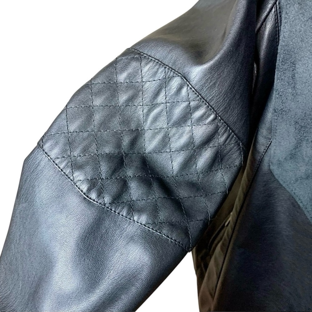 ALFANI Faux Leather and Suede Feel Waterfall Open Front Jacket - Picture 8 of 13